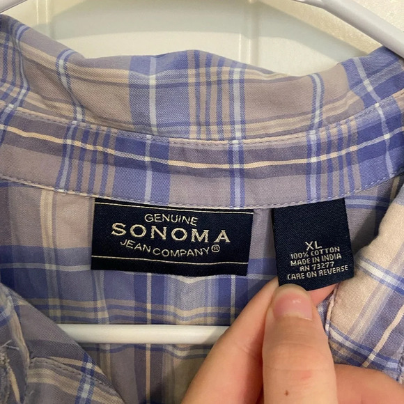Vintage Genuine Sonoma Women’s purple plaid button down shirt — XL - Picture 3 of 6
